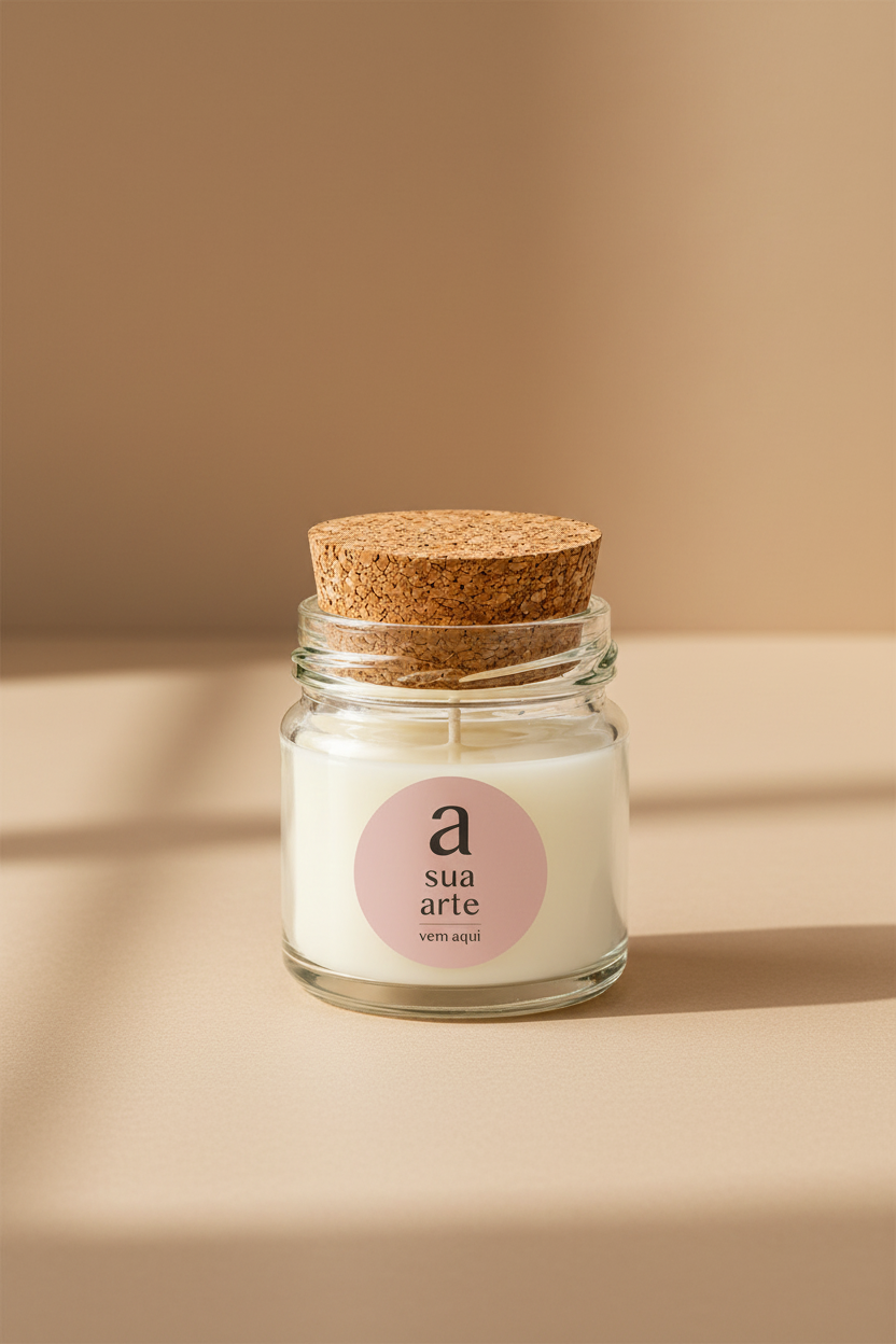Vela aromática personalizada 40g em vidro com tampa de cortiça e etiqueta personalizável – Ambaris
